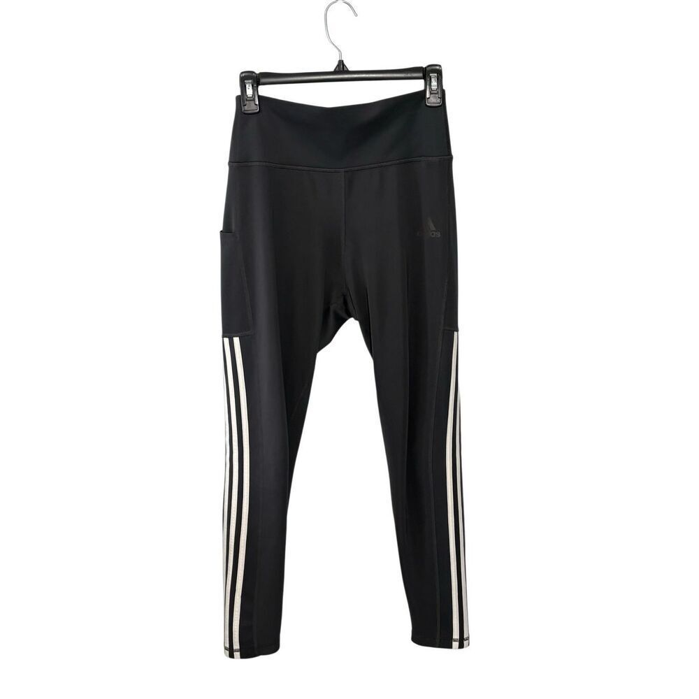 Adidas Aeroready black 7/8 leggings with side stripes and hip pocket - L